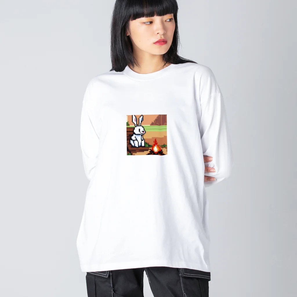 tatsuya1007の焚火をしているウサギ ビッグシルエットロングスリーブTシャツ