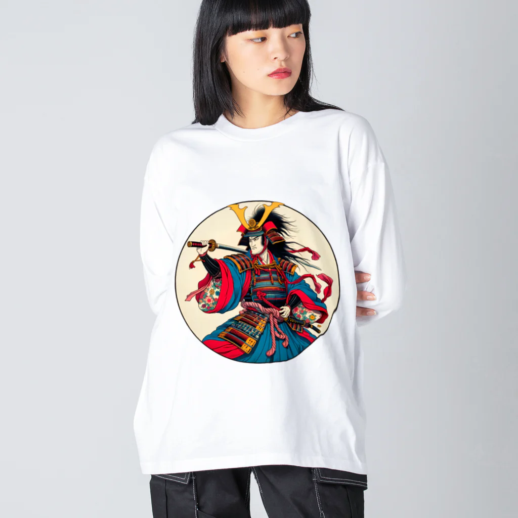 manyou-lab_Ukiyo-eの浮世絵 ド派手侍 Ukiyoe Flamboyant Samurai [UDS-DL-SR001-0003] Big Long Sleeve T-Shirt