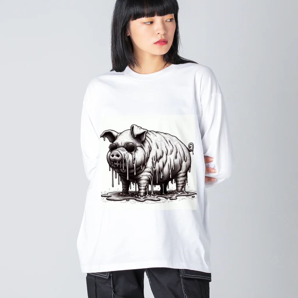 momonouchi-の溶けちゃう豚 Big Long Sleeve T-Shirt