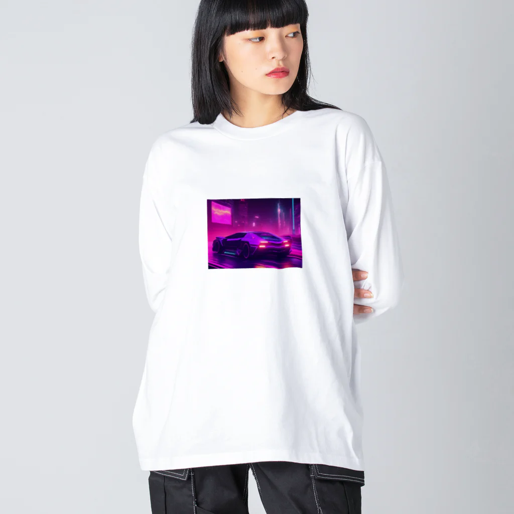 shell_hutの闇夜の中、主人公が追手から逃げるために猛スピードで運転している車 Big Long Sleeve T-Shirt