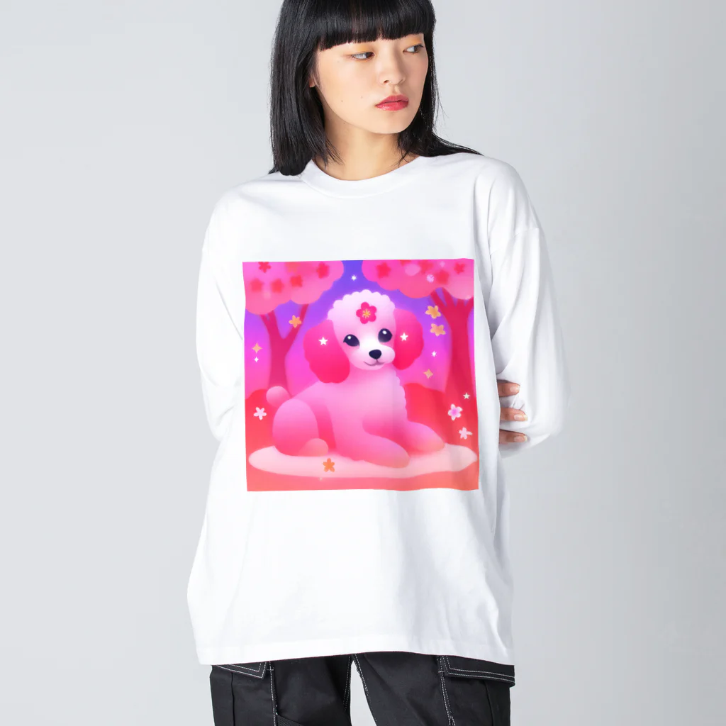 ふぇありぃているのお花見犬 ビッグシルエットロングスリーブTシャツ