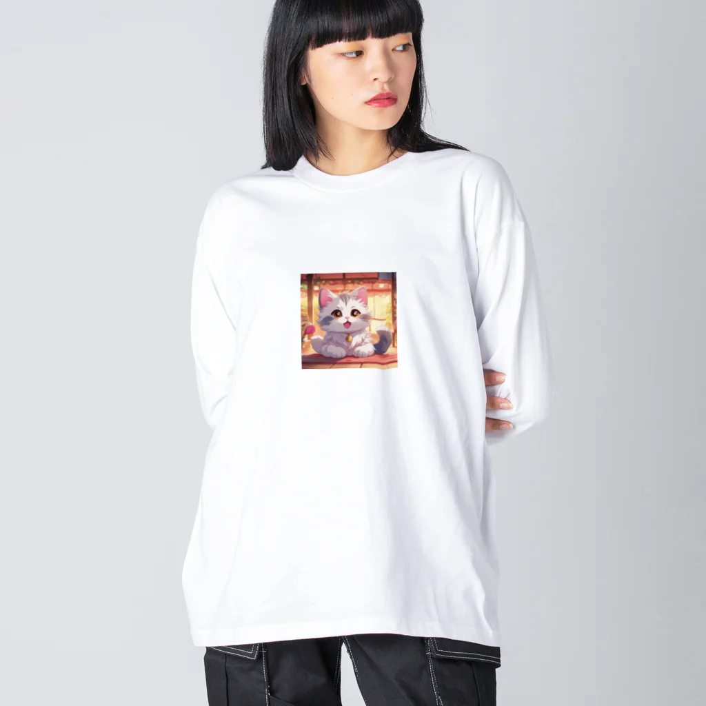 kuromasu_yuzuの夕焼けにゃんにゃん ビッグシルエットロングスリーブTシャツ