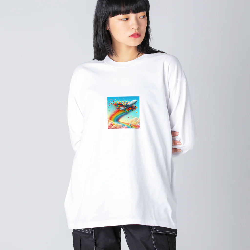 uj-ojiasnの可愛い飛行機 ビッグシルエットロングスリーブTシャツ