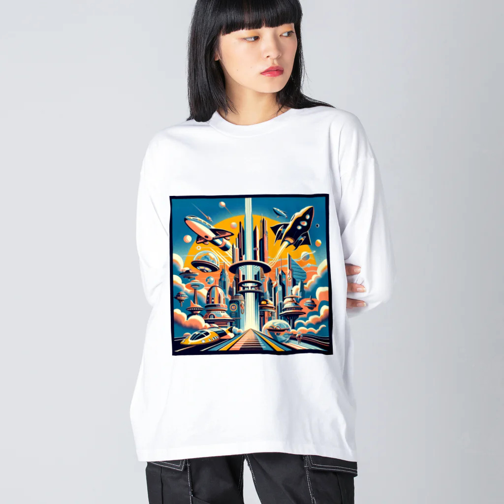 Dexsterの過去の未来観　retro-futurism design01 ビッグシルエットロングスリーブTシャツ