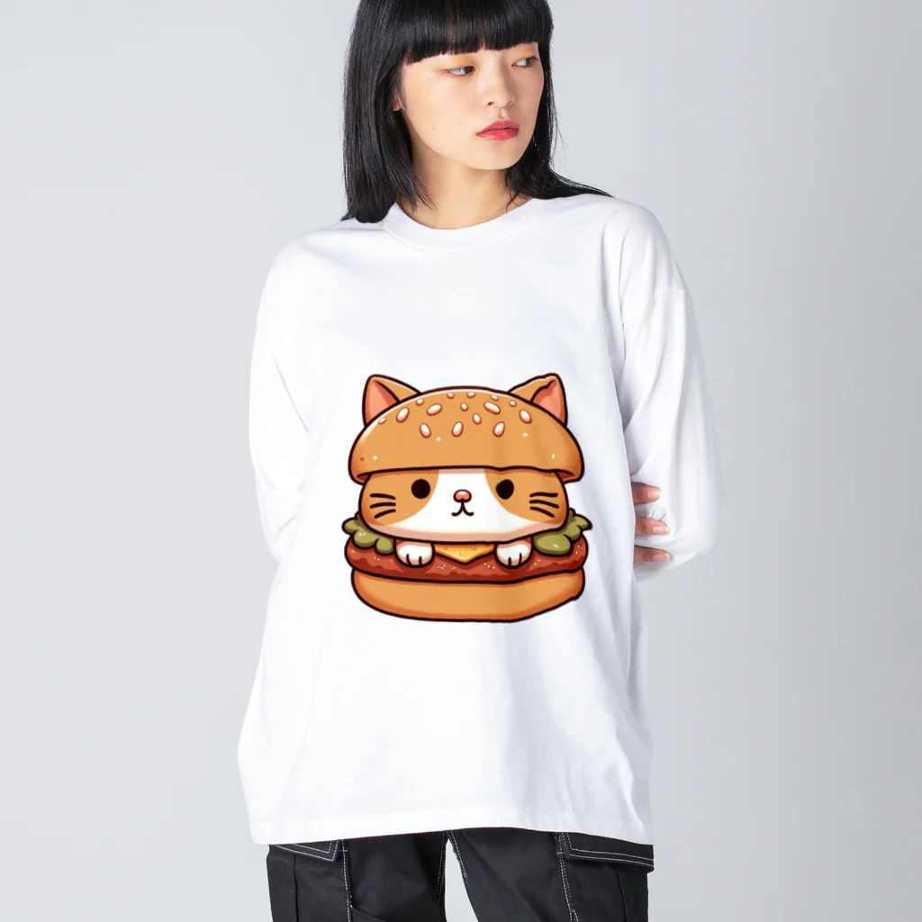 ゆるきゃら製作所の猫バーガー ビッグシルエットロングスリーブTシャツ