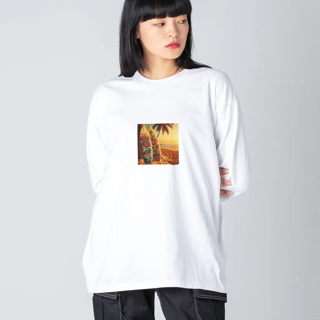 Lovers-chapelのレトロサーフボード Big Long Sleeve T-Shirt