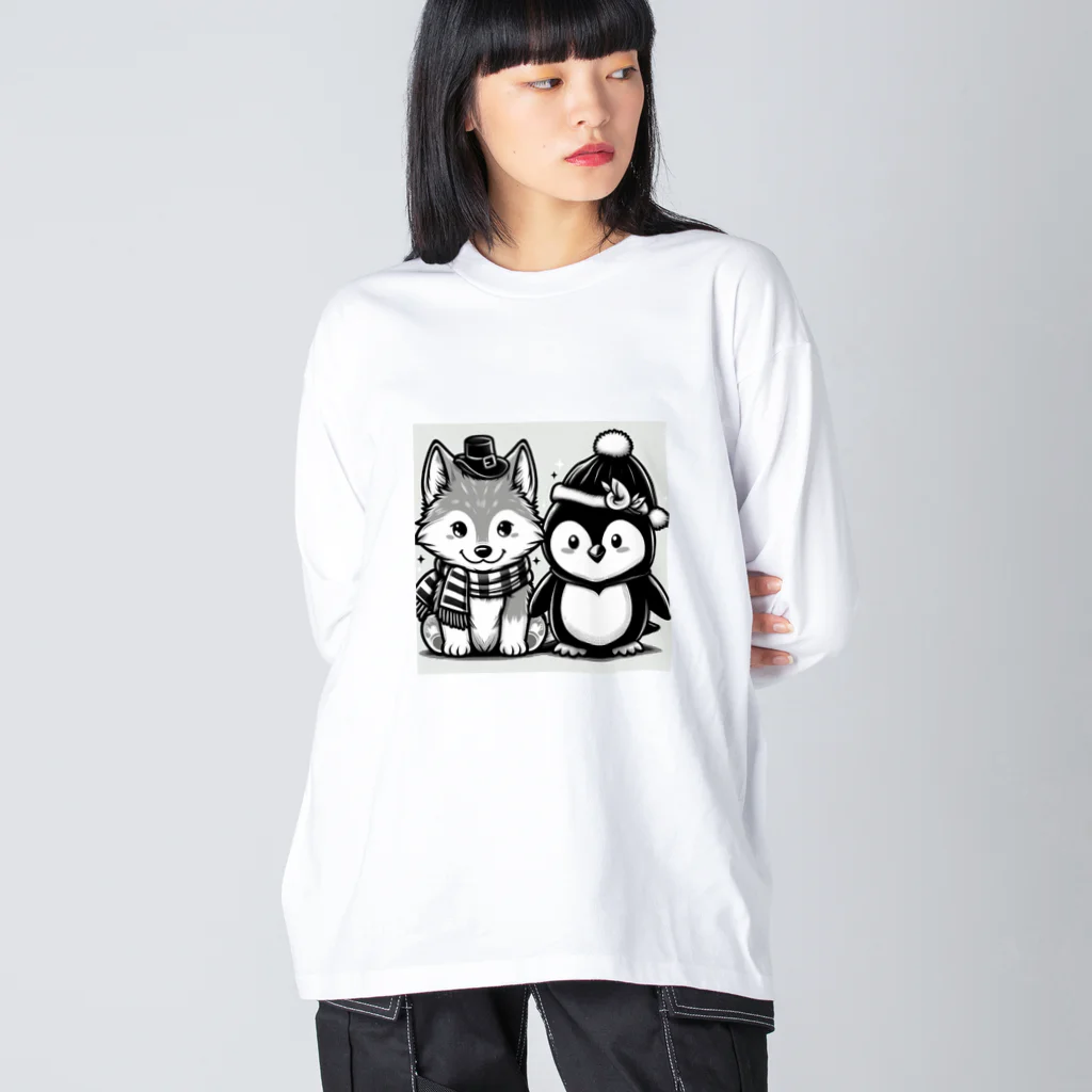 AIRINの狼とペンギン Big Long Sleeve T-Shirt