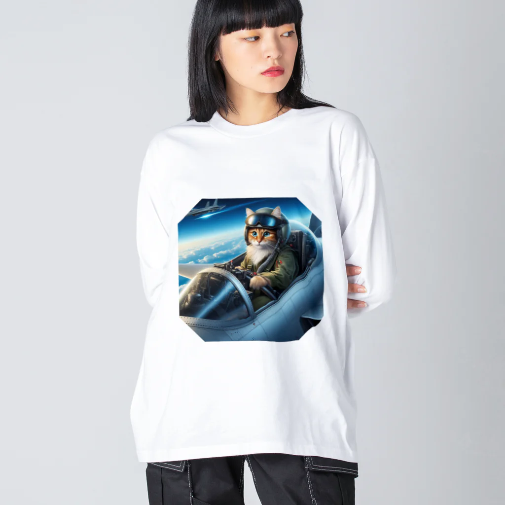 ニャーちゃんショップの永遠のネコ ビッグシルエットロングスリーブTシャツ