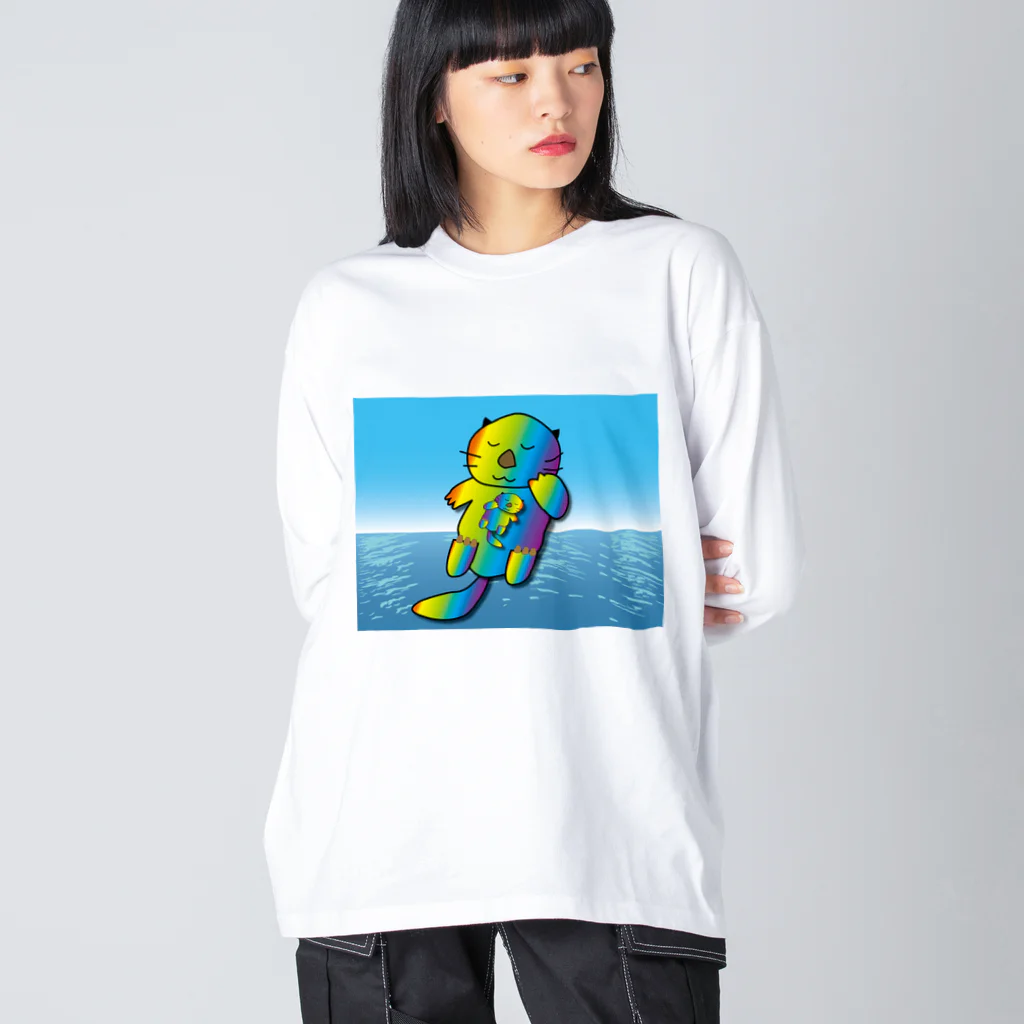 Drecome_Designの【レインボーカラー】おねんね海獺(ラッコ)親子 Big Long Sleeve T-Shirt