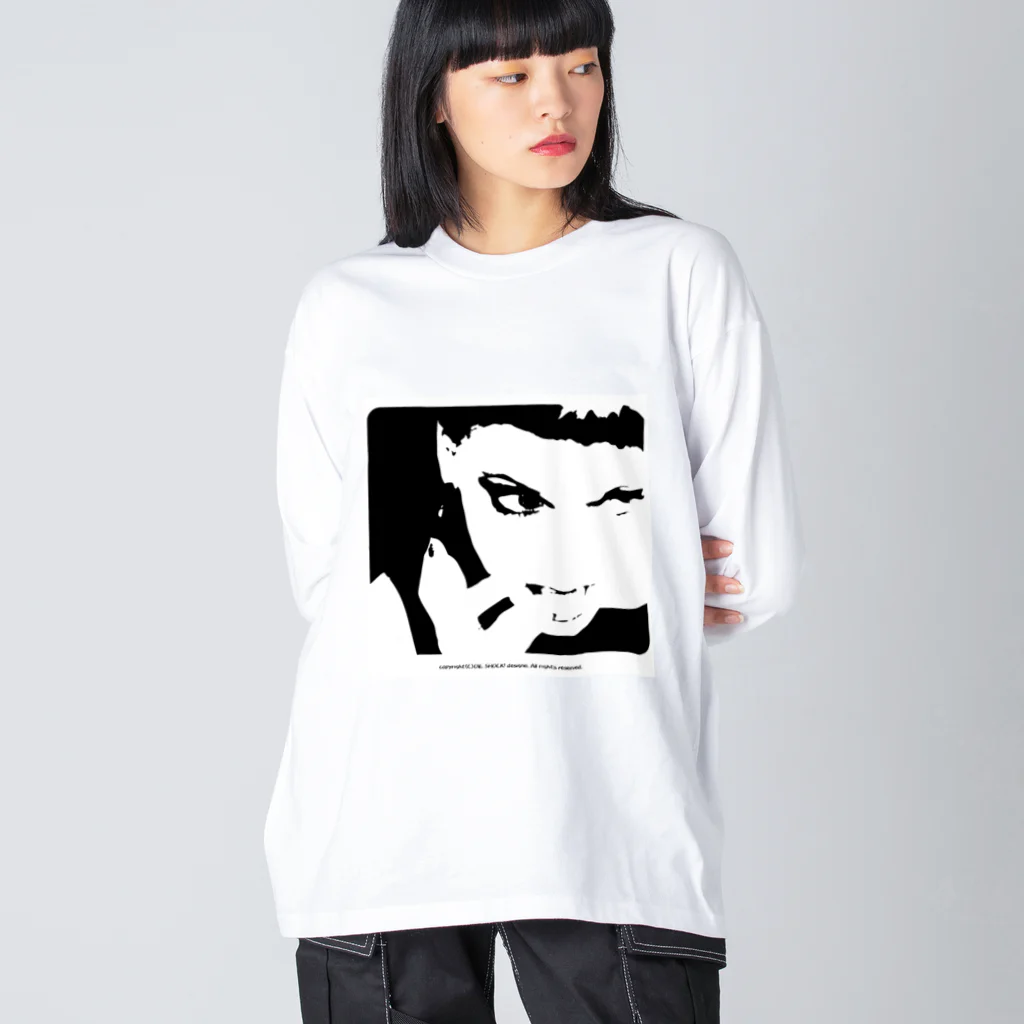 ファンシーTシャツ屋のクールでかっこいい女性の顔のシルエット Big Long Sleeve T-Shirt