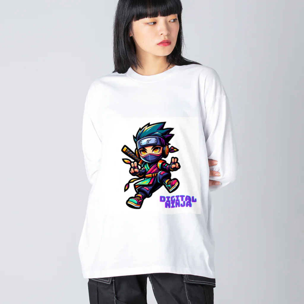 rsrsrsrsrの“Digital Ninja” ロゴ付き ビッグシルエットロングスリーブTシャツ