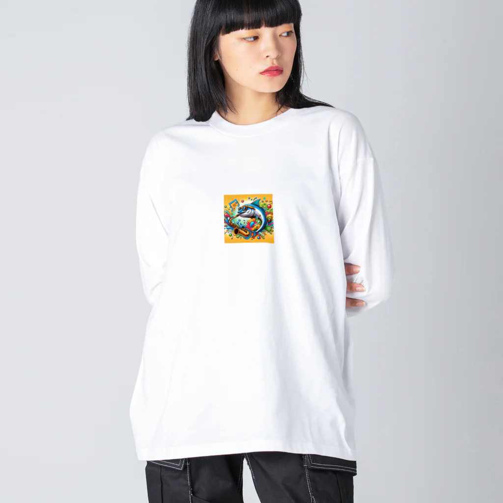 さかなですけど、何か⁉️のジャズを奏でるイワシ Big Long Sleeve T-Shirt