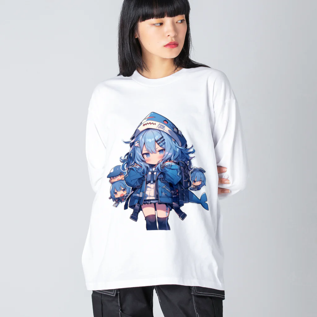 honoka_tのサメフードの美少女 ビッグシルエットロングスリーブTシャツ