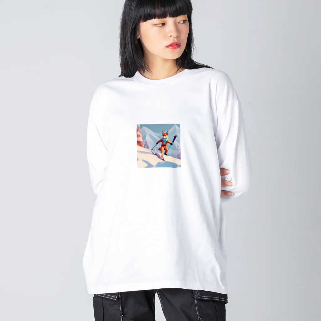 こんこん𝕏🐳のスキー×きつね Big Long Sleeve T-Shirt