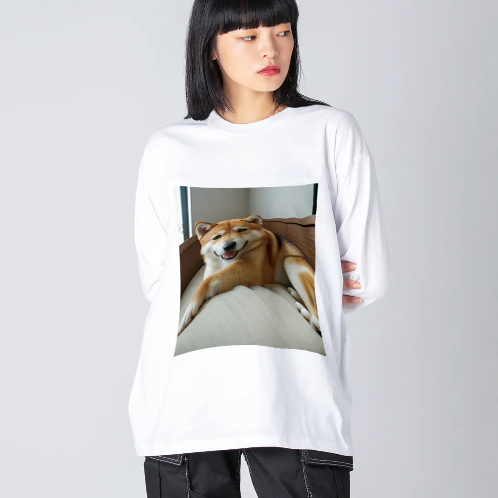 【公式】コンプレックス屋さんのデブが着る前から伸びている：犬ver ビッグシルエットロングスリーブTシャツ