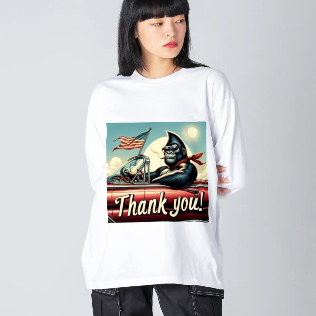 NAOKI_canonのゴリラのThank you！（赤い車①） ビッグシルエットロングスリーブTシャツ