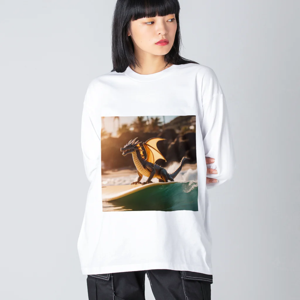 RAKICHIのドラゴンがサーフィンをしています Big Long Sleeve T-Shirt