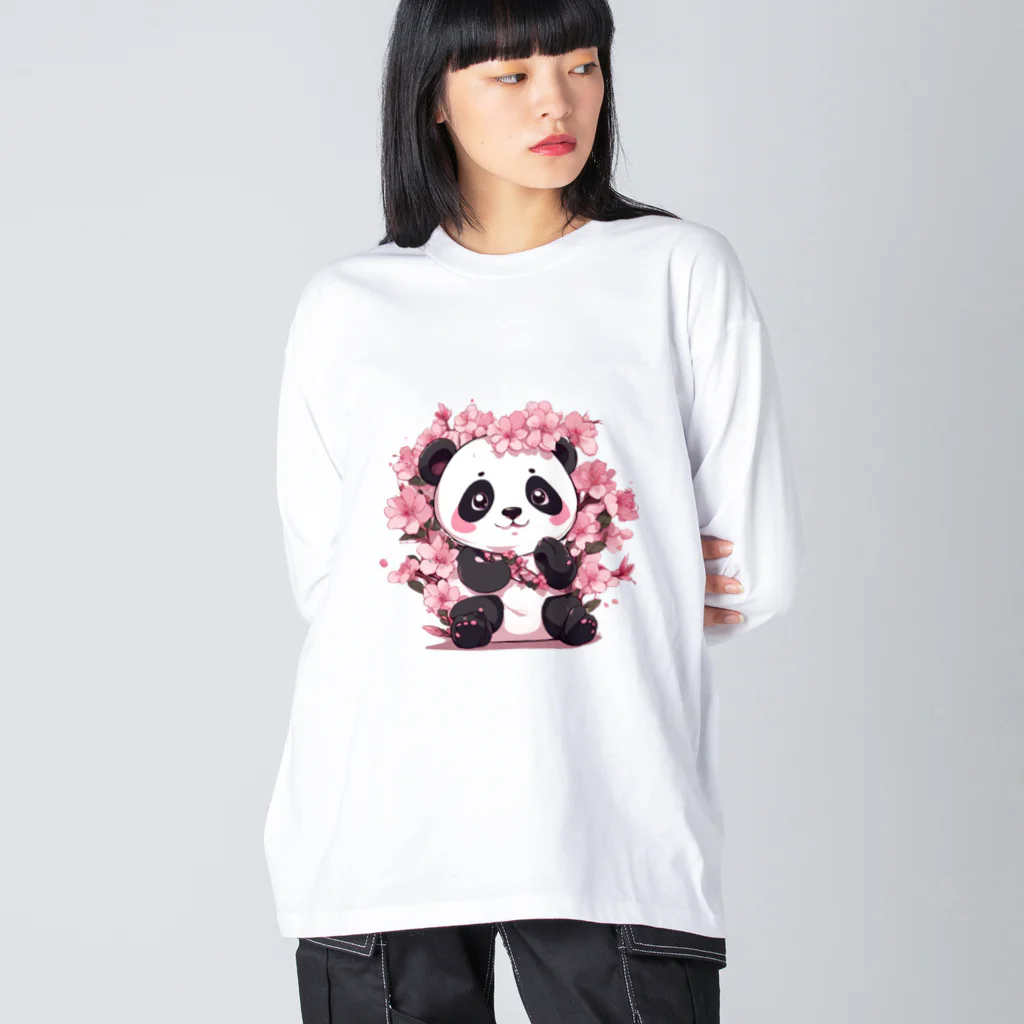 waterpandaの満開桜とパンダ Big Long Sleeve T-Shirt