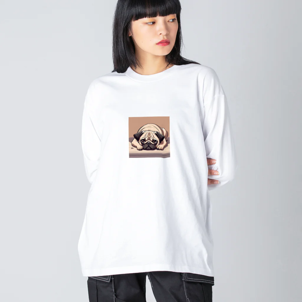 aiken_08の伏せして見つめるパグ Big Long Sleeve T-Shirt