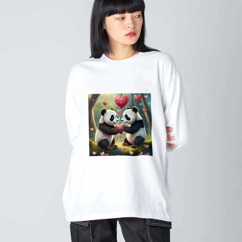 ねこねこねこんのパンダハート Big Long Sleeve T-Shirt