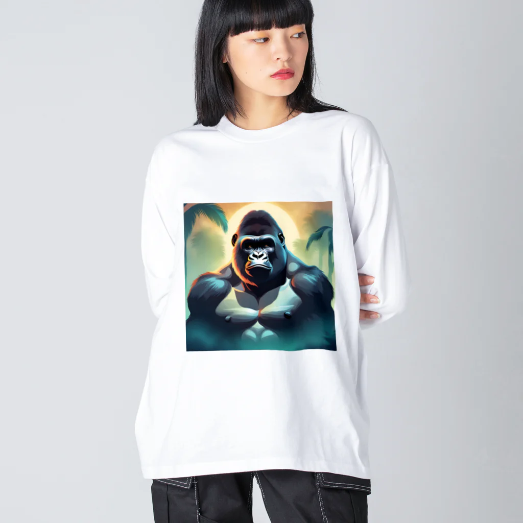 福きたるの都会に光る。イケメンゴリラ Big Long Sleeve T-Shirt