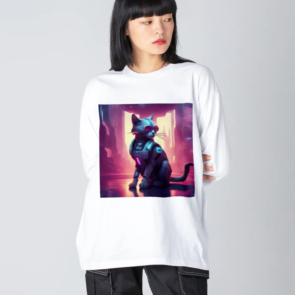 fancygraphicのサイボーグキャット Big Long Sleeve T-Shirt