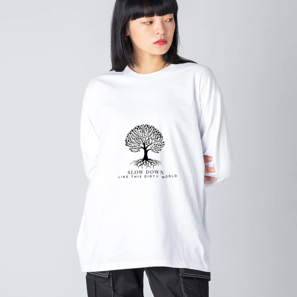 SLOW DoWN333の SLOWDoWN peace tree wear Big Long Sleeve T-Shirt