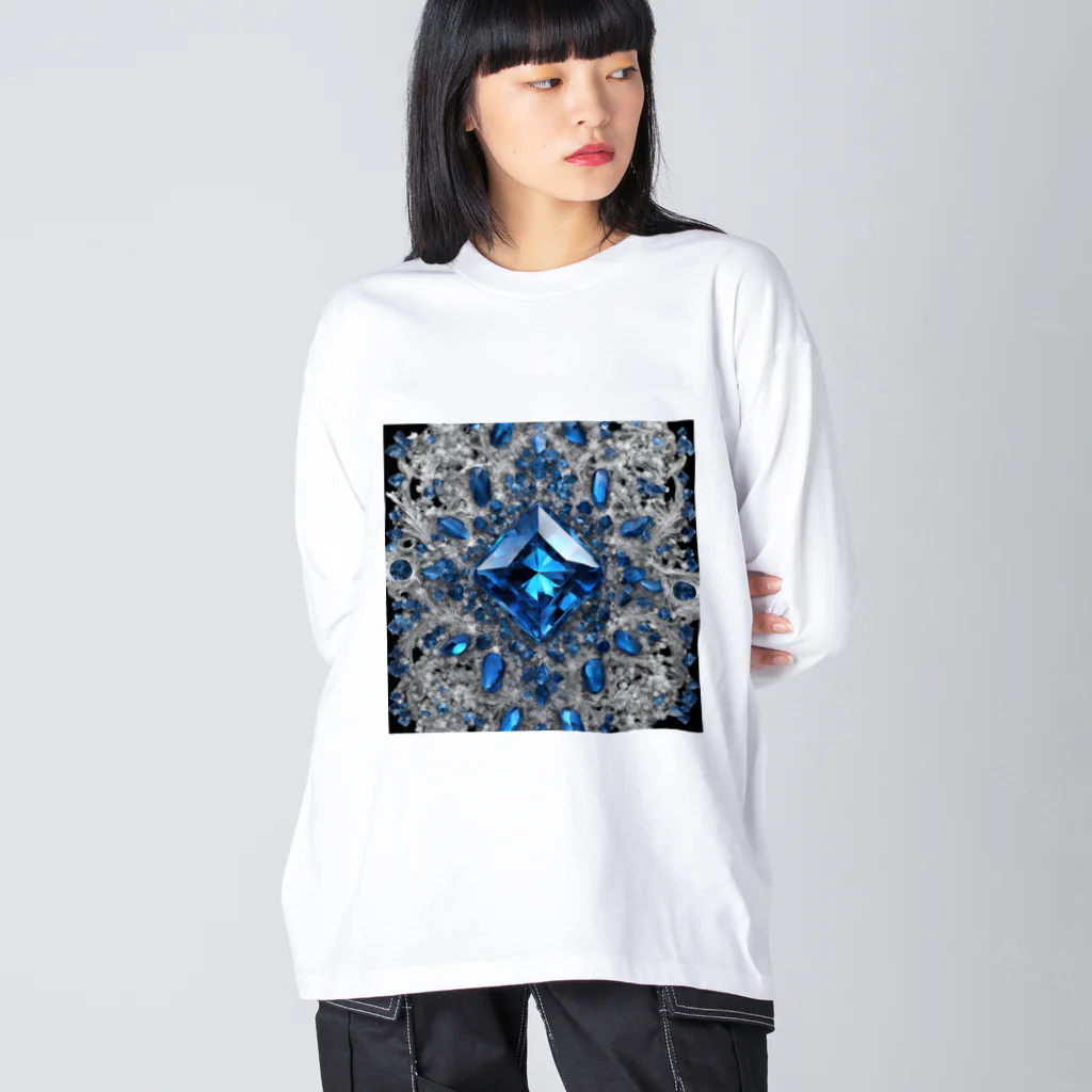 G-EICHISの宝石の様に輝くブルークリスタル Big Long Sleeve T-Shirt