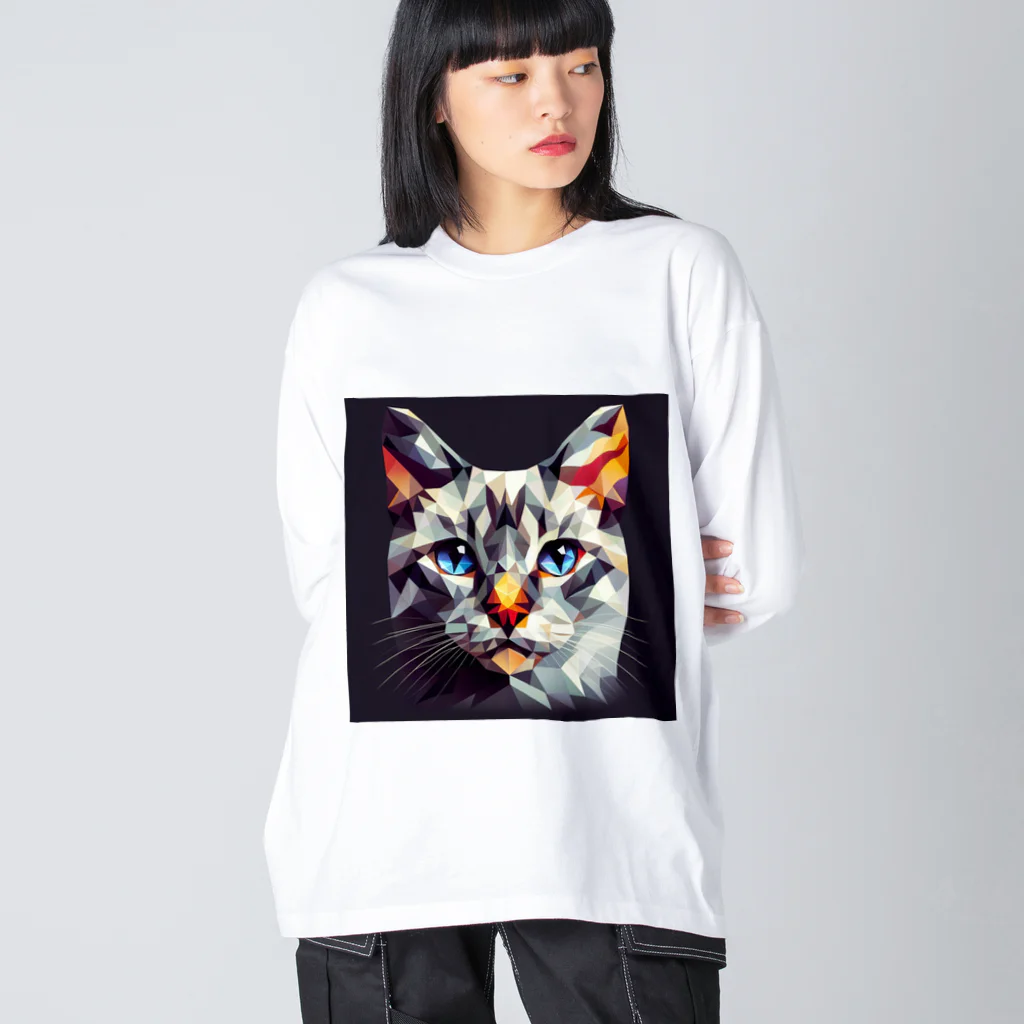 SaltyCookie Design Worksの幾何学模様の猫(1) Big Long Sleeve T-Shirt