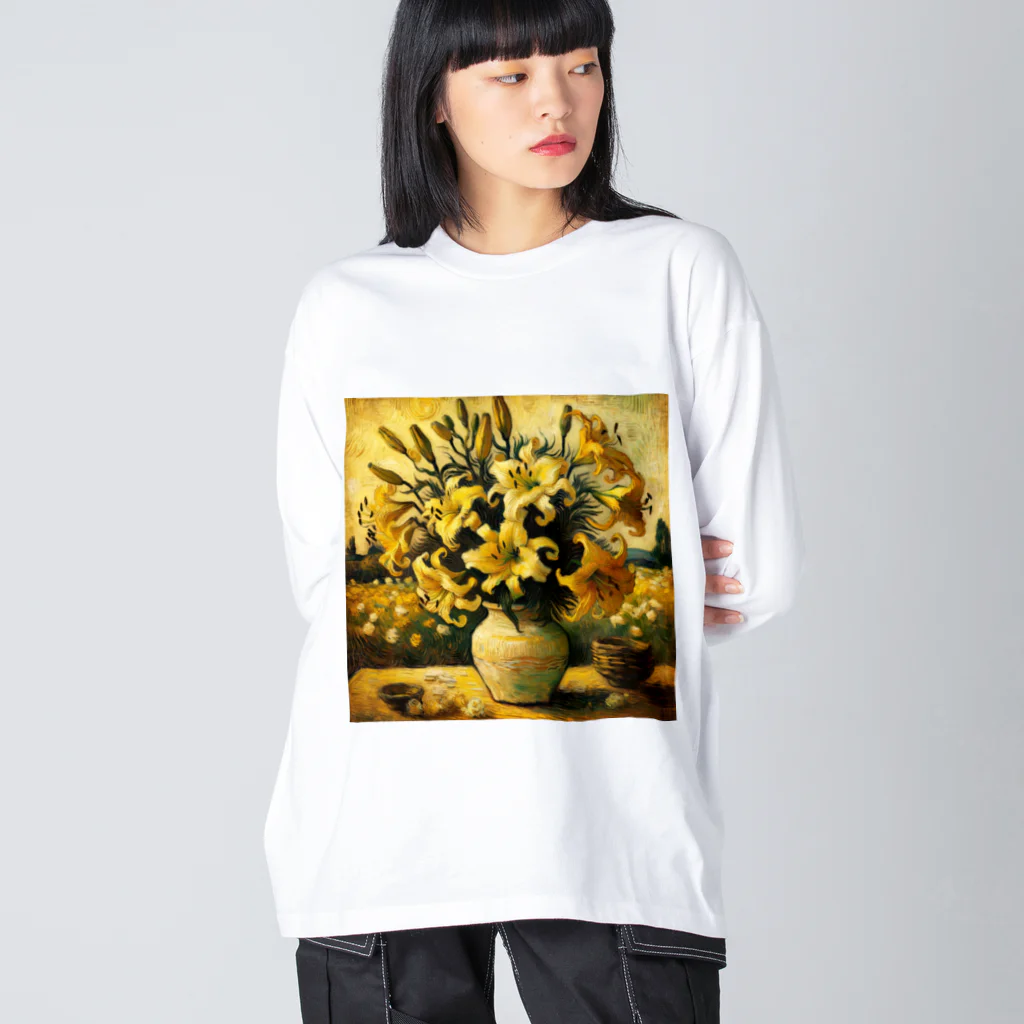 Dexsterのゴッホ風「ユリ」 Lily Van Gogh style01 ビッグシルエットロングスリーブTシャツ