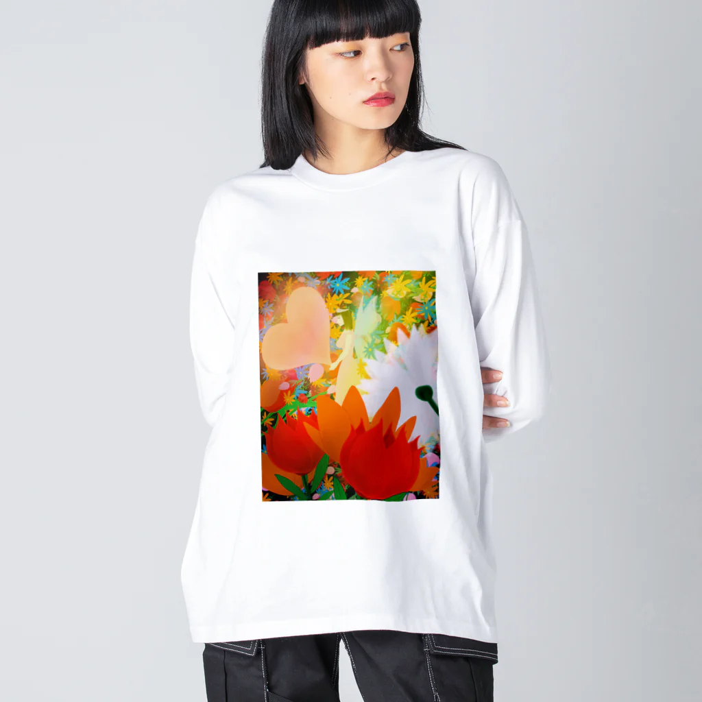 haa-taのお花畑で願う ビッグシルエットロングスリーブTシャツ