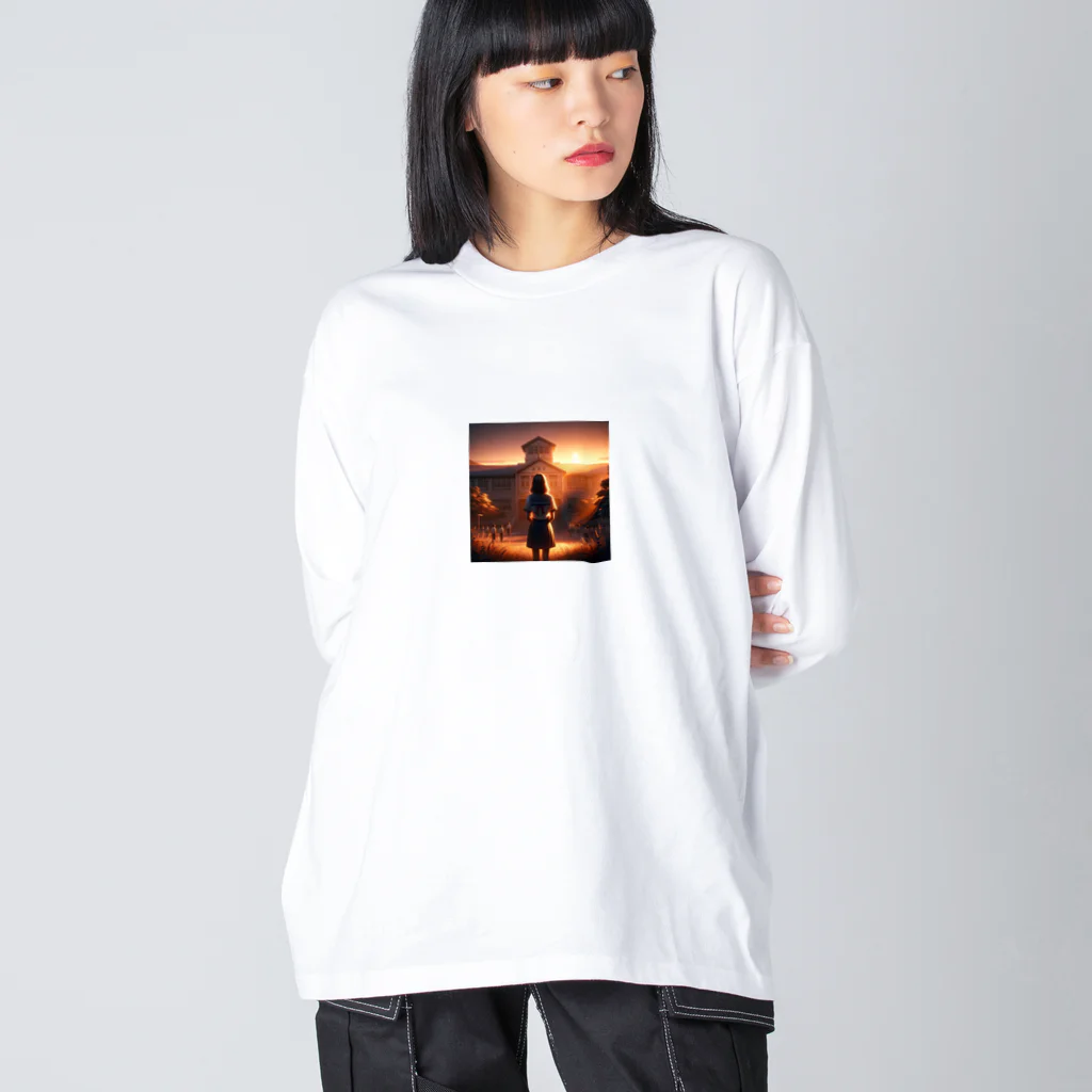 241028mada-mumeinadezaina-の卒業式前の女性の切ない後ろ姿 Big Long Sleeve T-Shirt