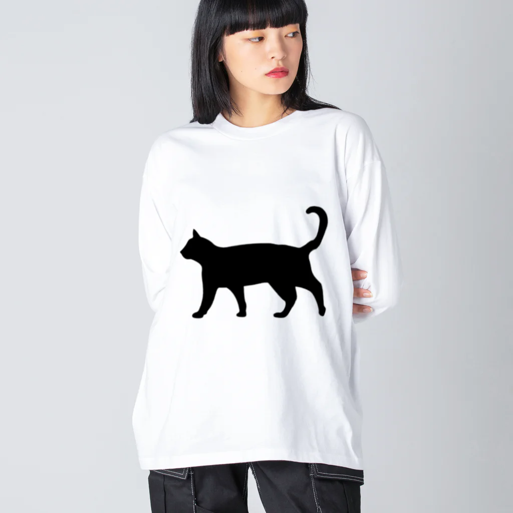 Teatime ティータイムの黒猫は見ていた　ねこ Big Long Sleeve T-Shirt