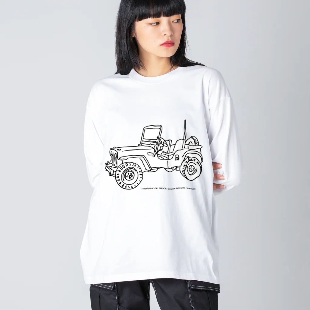 ファンシーTシャツ屋のJeep イラスト ライン画 Big Long Sleeve T-Shirt