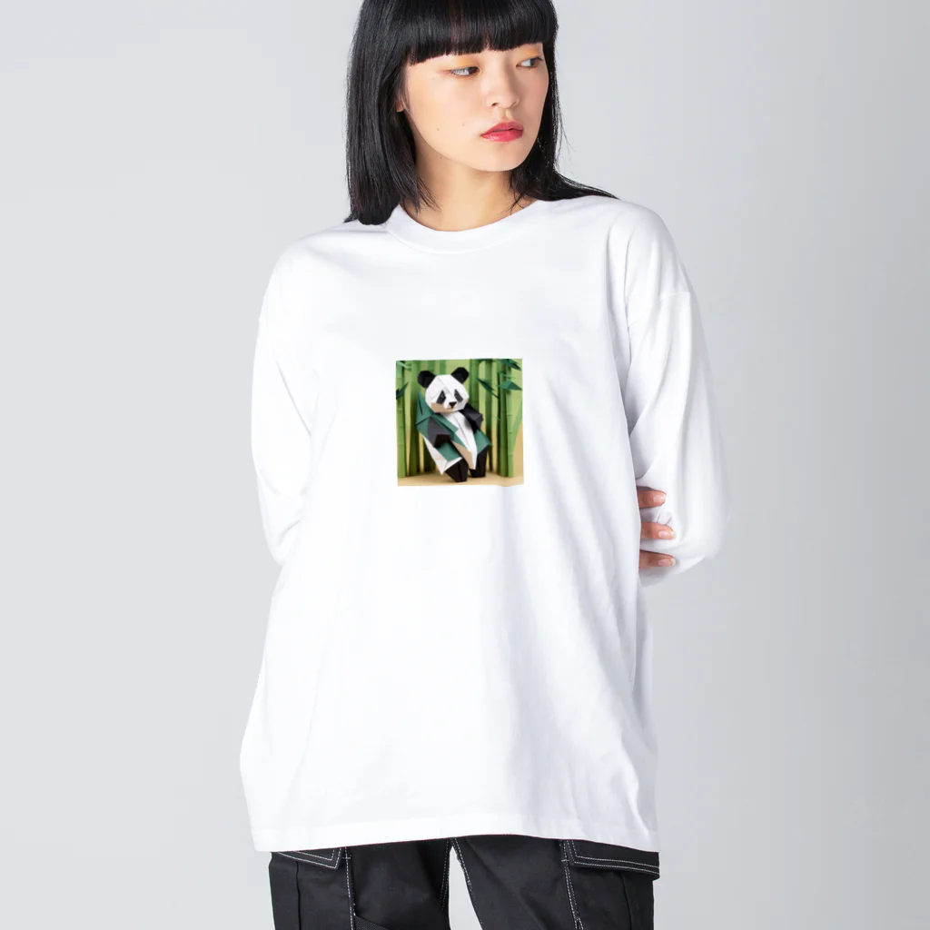 gigaグッズのバンブーの茎で遊ぶ折り紙パンダ Big Long Sleeve T-Shirt