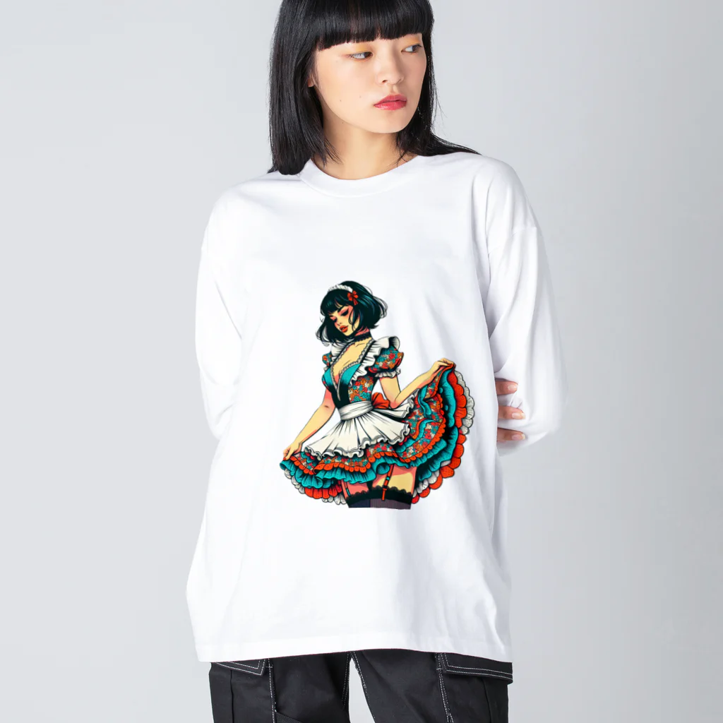 taturou-11777のセクシーで魅力的なメイド Big Long Sleeve T-Shirt