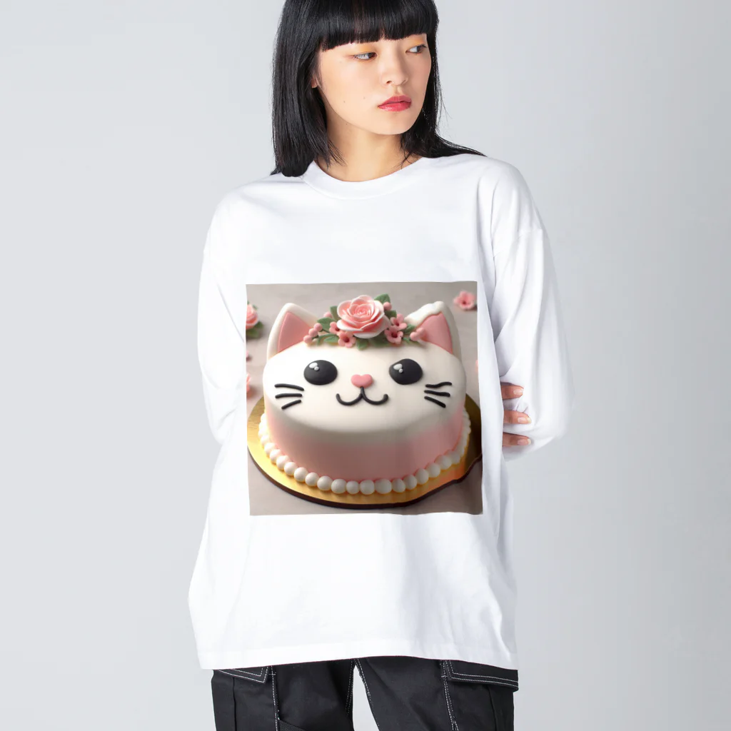 neko_shopのねこケーキ４ ビッグシルエットロングスリーブTシャツ