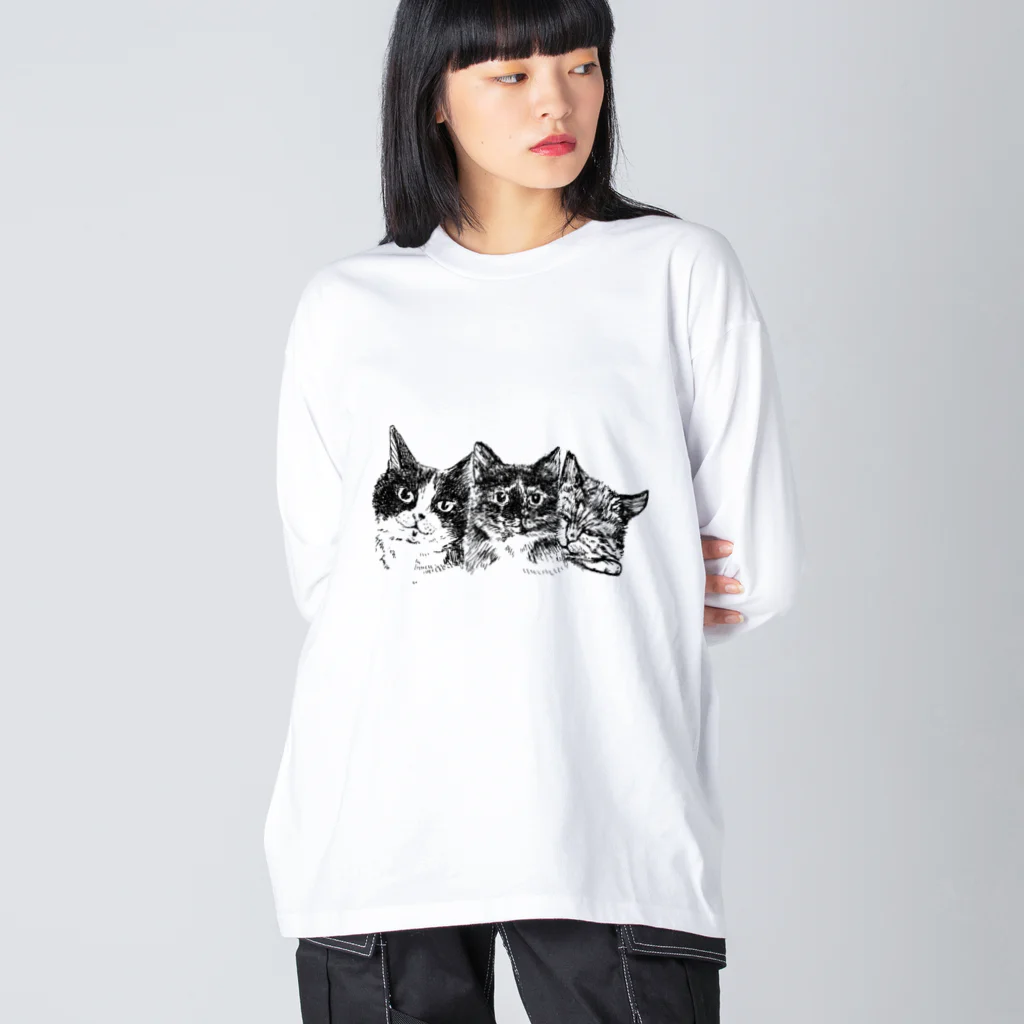 サビネコよもぎの仲良し３匹 Big Long Sleeve T-Shirt