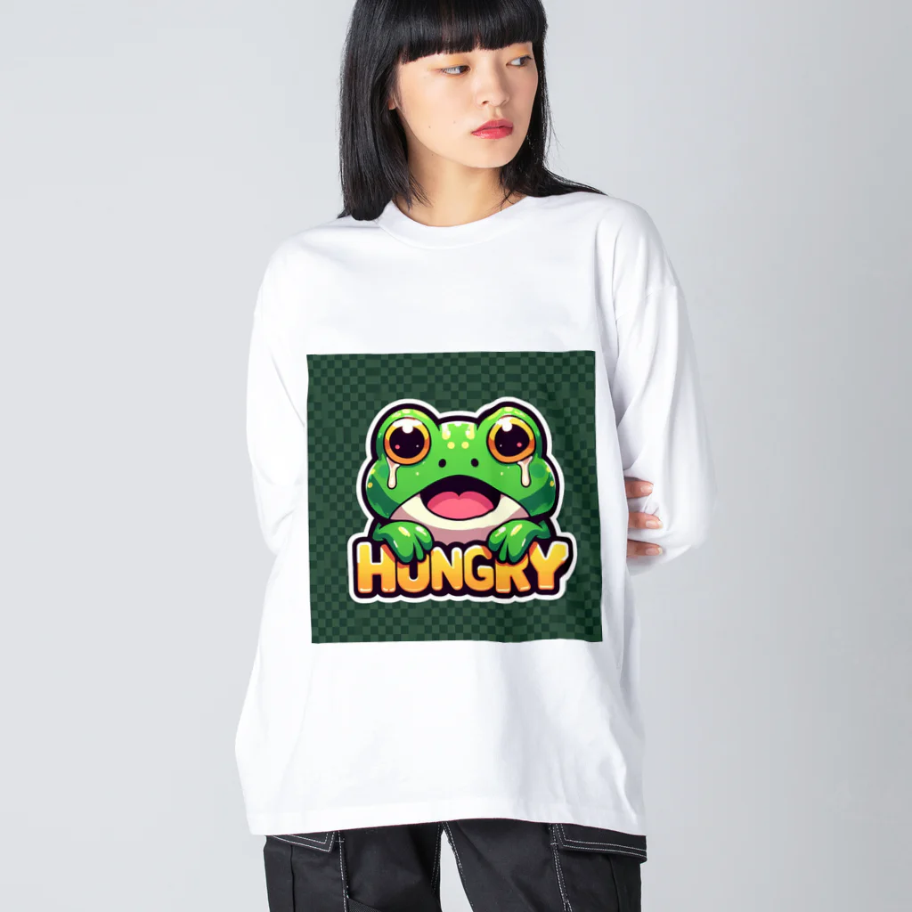 カエルグッズのHUNGRYカエル ビッグシルエットロングスリーブTシャツ