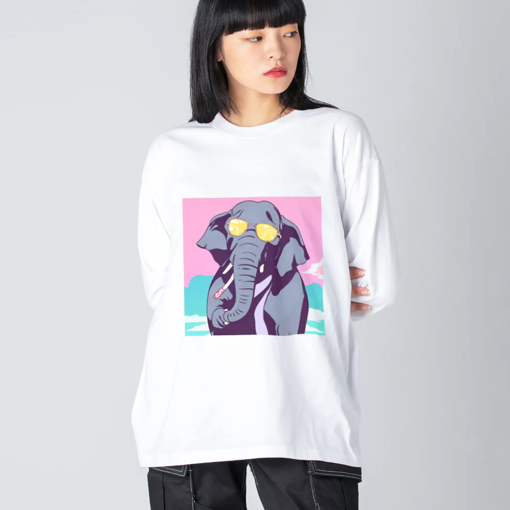 hachicoooのちょい悪ゾウ Big Long Sleeve T-Shirt