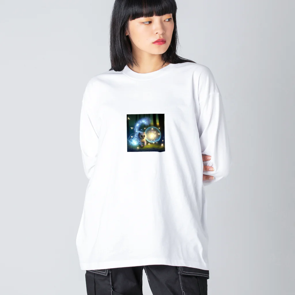 katohkouchiのMystical Creature with Large Luminous and Kitten ビッグシルエットロングスリーブTシャツ