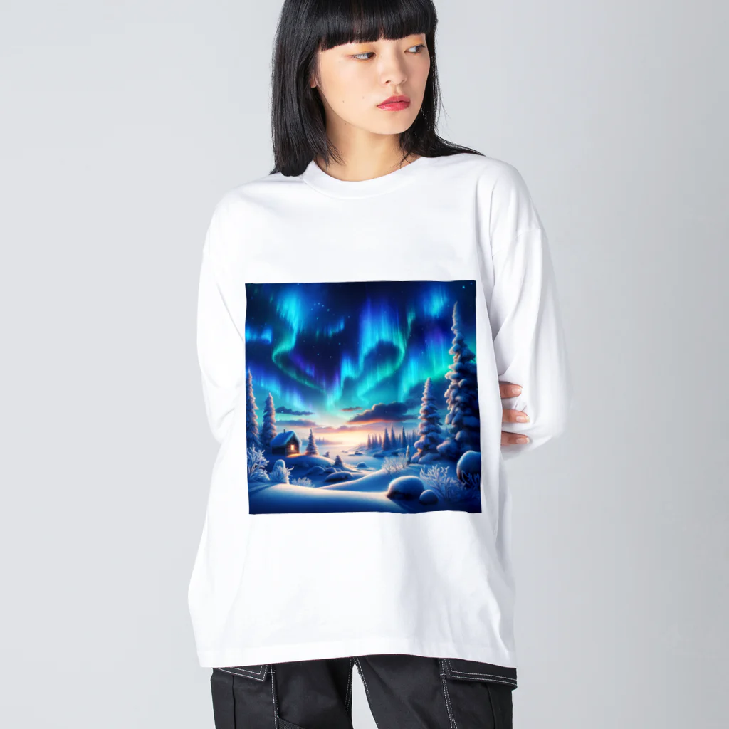 すずらん24のオーロラのある風景 Big Long Sleeve T-Shirt