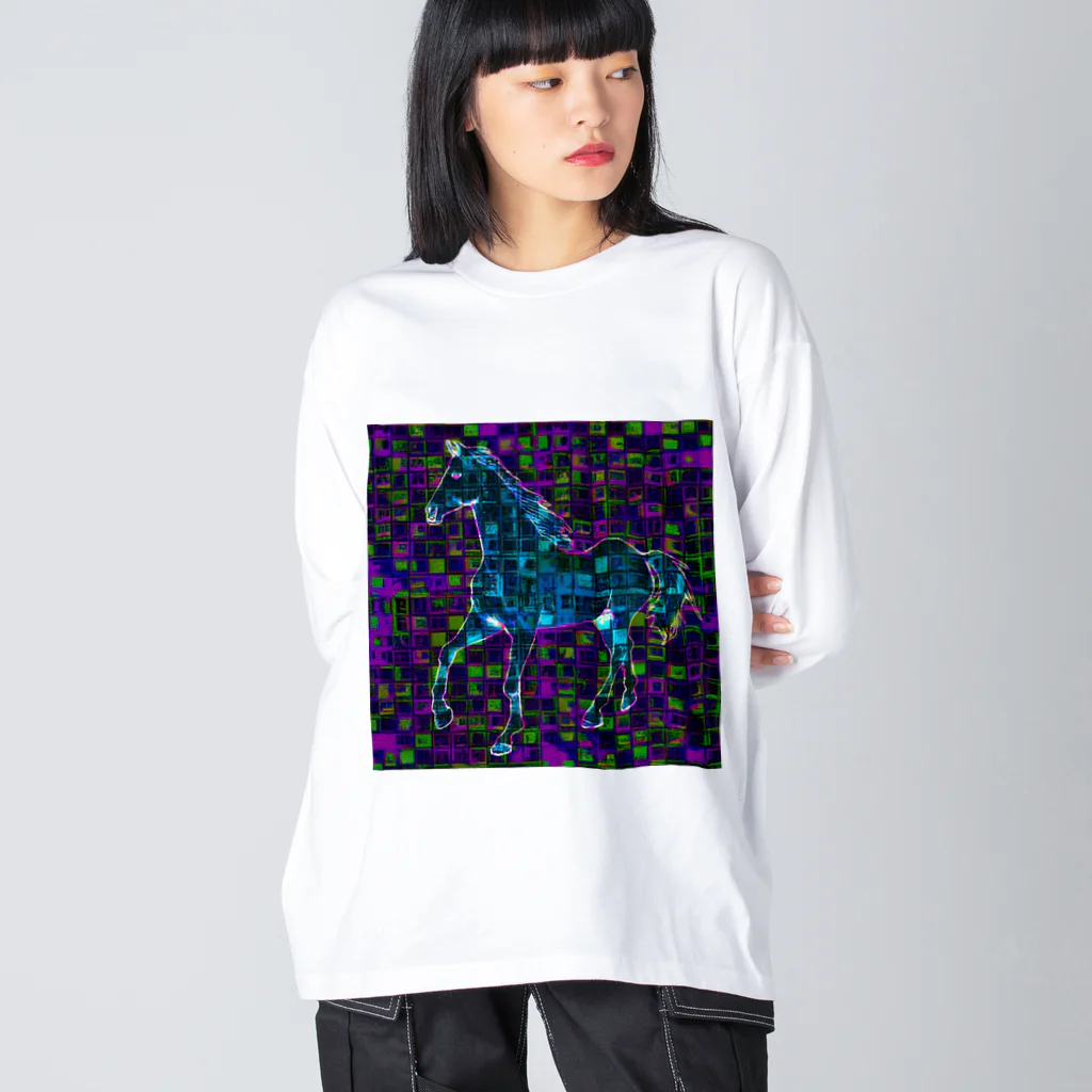 水草のデジタルでアートな馬 Ⅱ Big Long Sleeve T-Shirt