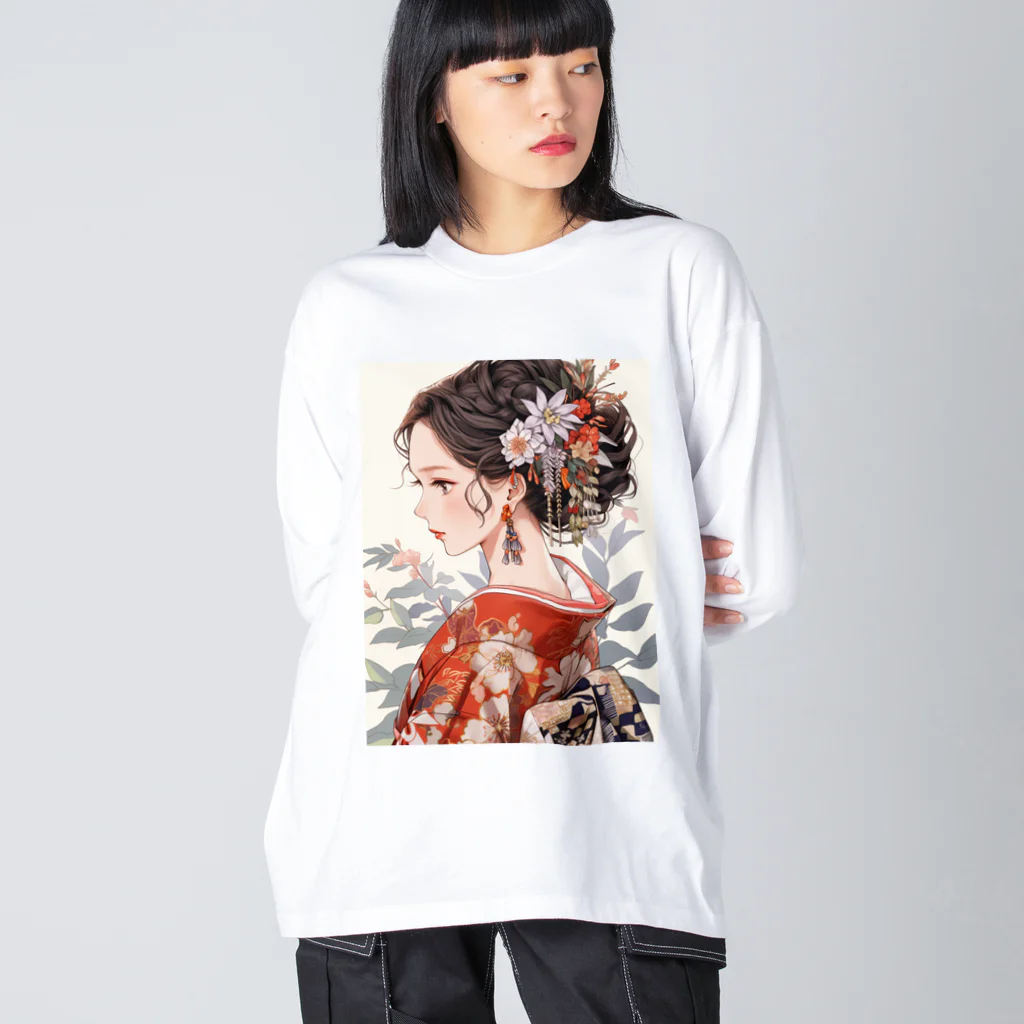 AQUAMETAVERSEの和服姿の女性　sanae 2074 Big Long Sleeve T-Shirt