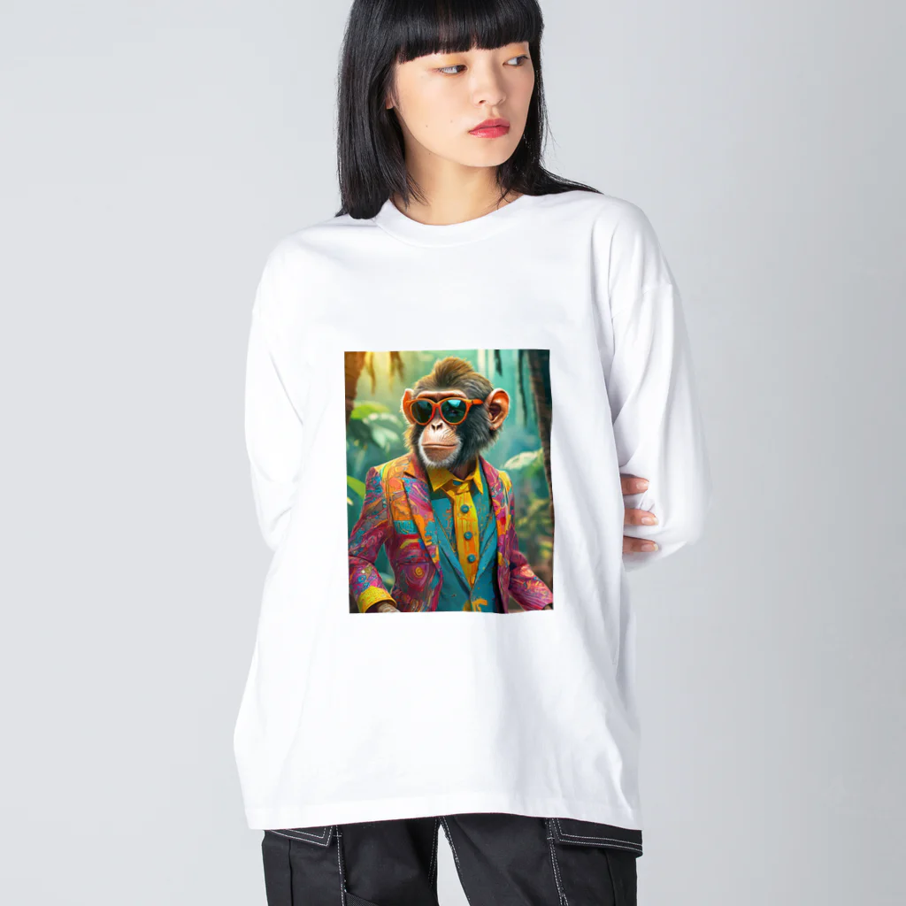 店主くにさんの推しショップのファンキーモンキーサングラス Big Long Sleeve T-Shirt