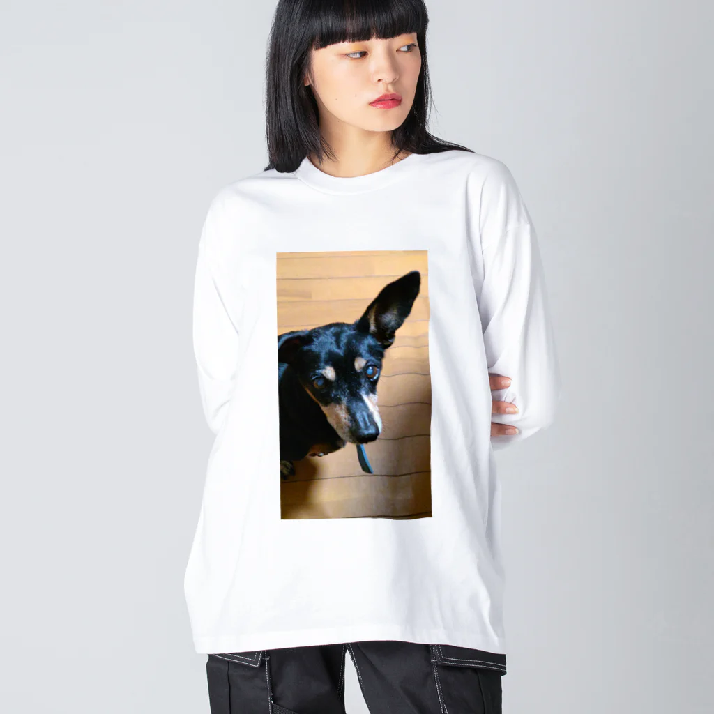 watama33の左耳立犬 ビッグシルエットロングスリーブTシャツ