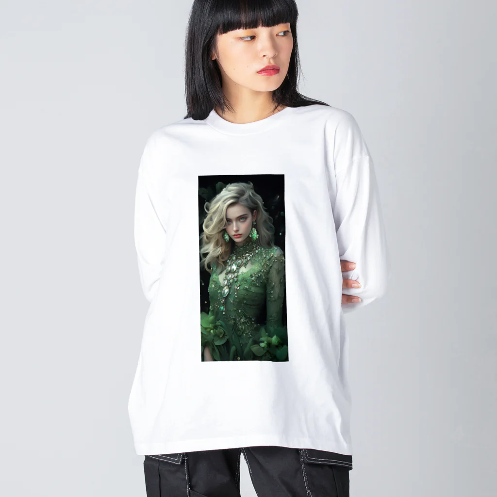 AQUAMETAVERSEのグリーンのドレスでパーティsanae 2074 Big Long Sleeve T-Shirt