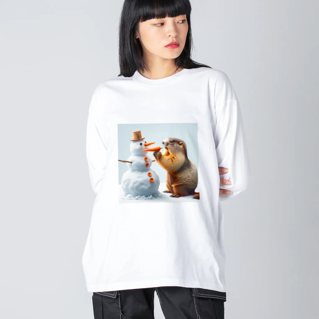 hirashoの雪だるまとマーモット Big Long Sleeve T-Shirt