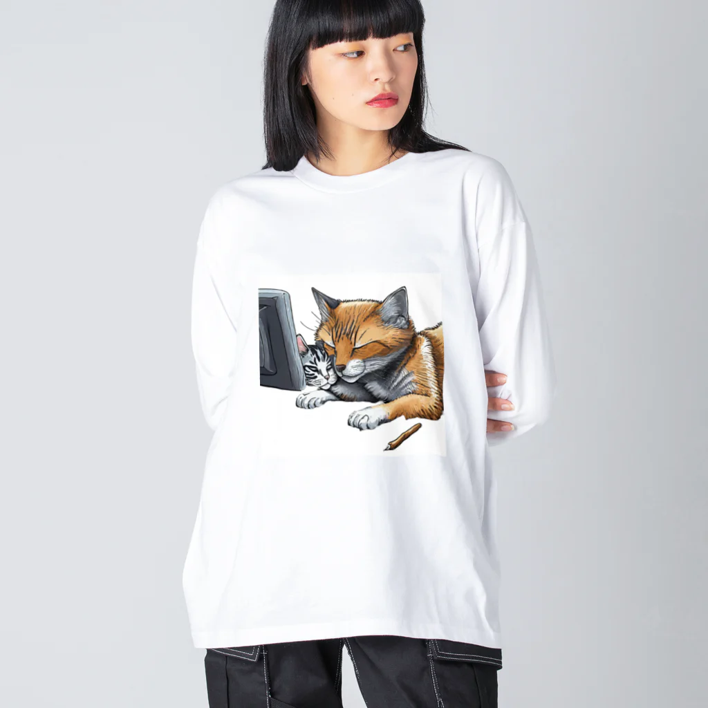 RaVaの犬と猫 ビッグシルエットロングスリーブTシャツ