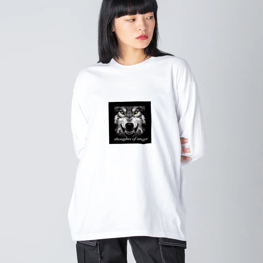 ogamiairiの怒りが囁く、かっこいい狼🐺 ビッグシルエットロングスリーブTシャツ